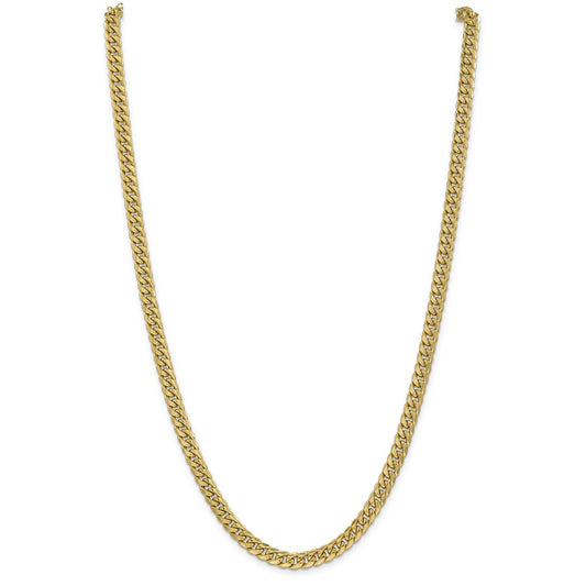 Million Charms 14k Yellow Gold, Necklace Chain, 6mm Semi-Solid Miami Cuban Chain, Chain Length: 26 inches