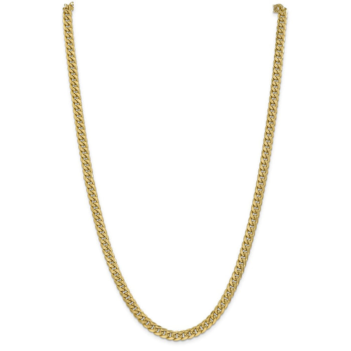 Million Charms 14k Yellow Gold, Necklace Chain, 6mm Semi-Solid Miami Cuban Chain, Chain Length: 26 inches