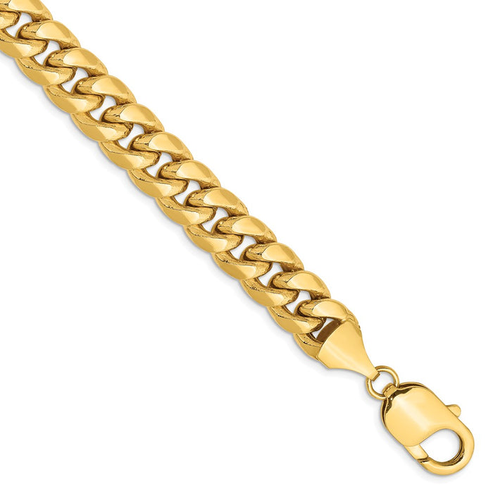 Million Charms 14k Yellow Gold 9.3mm Semi-Solid Miami Cuban Chain, Chain Length: 8 inches