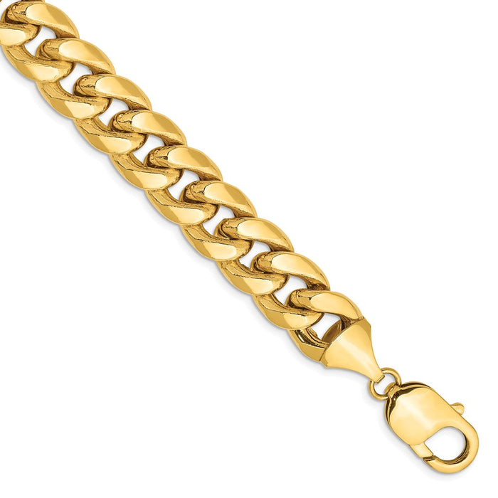 Million Charms 14k Yellow Gold 11mm Semi-Solid Miami Cuban Chain, Chain Length: 9 inches