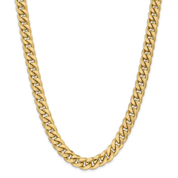 Million Charms 14k Yellow Gold, Necklace Chain, 11mm Semi-Solid Miami Cuban Chain, Chain Length: 26 inches