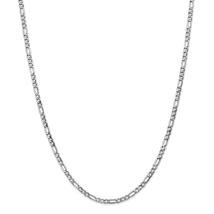 Million Charms 14k White Gold, Necklace Chain, 3.5mm Semi-Solid Figaro Chain, Chain Length: 16 inches