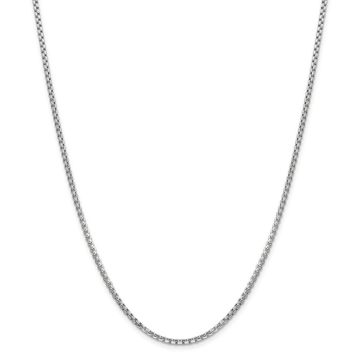 Million Charms 14k White Gold, Necklace Chain, 2.45mm Hollow Round Box Chain, Chain Length: 30 inches