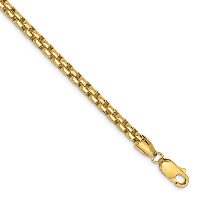 Million Charms 14k Yellow Gold 3.6mm Hollow Round Box Chain, Chain Length: 8 inches