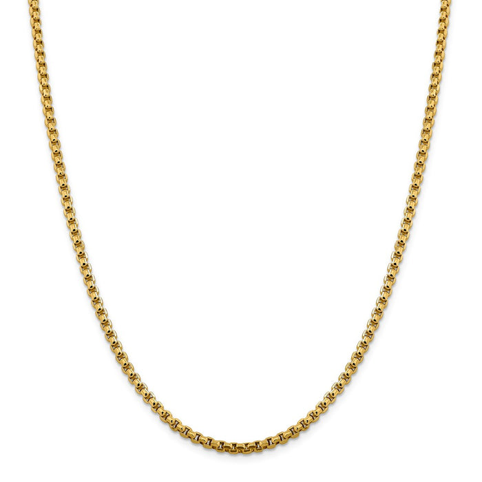 Million Charms 14k Yellow Gold, Necklace Chain, 3.6mm Hollow Round Box Chain, Chain Length: 26 inches