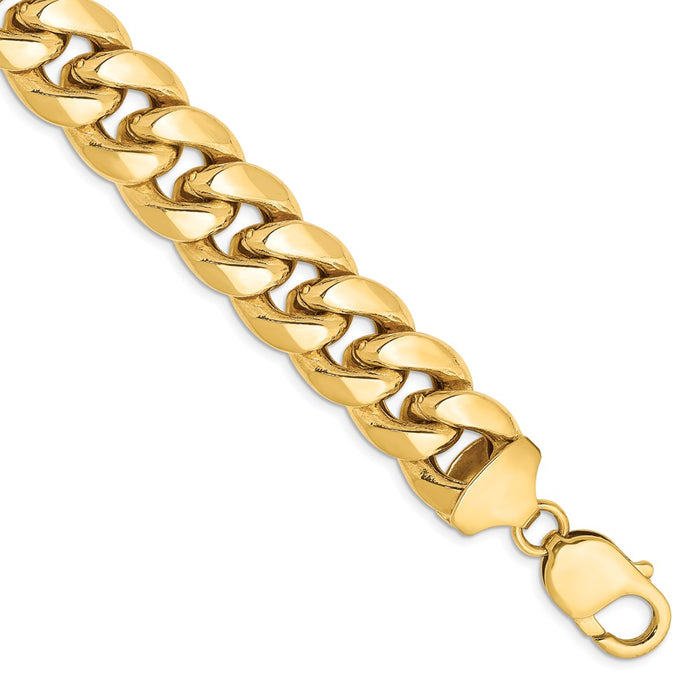 Million Charms 14k Yellow Gold 12.6mm Semi-Solid Miami Cuban Chain, Chain Length: 8 inches