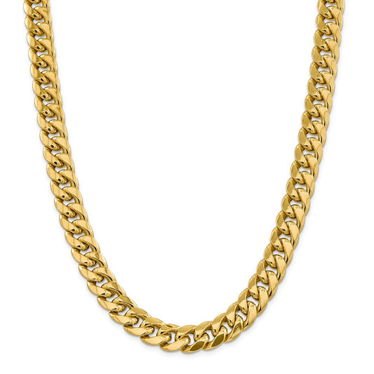 Million Charms 14k Yellow Gold, Necklace Chain, 12.6mm Semi-Solid Miami Cuban Chain, Chain Length: 24 inches