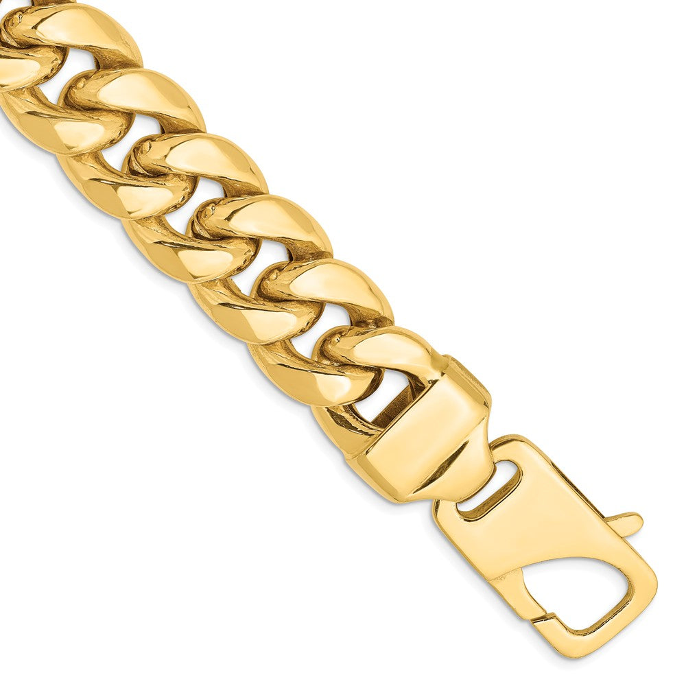 Million Charms 14k Yellow Gold 15mm Semi-Solid Miami Cuban Chain, Chain Length: 9 inches