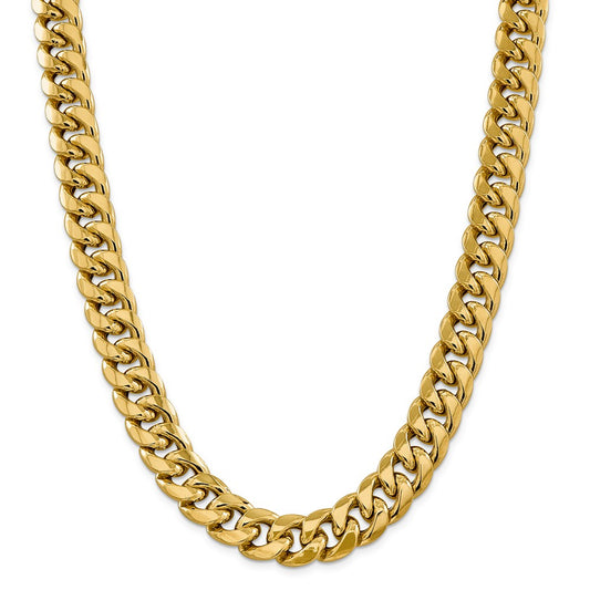 Million Charms 14k Yellow Gold, Necklace Chain, 15mm Semi-Solid Miami Cuban Chain, Chain Length: 26 inches