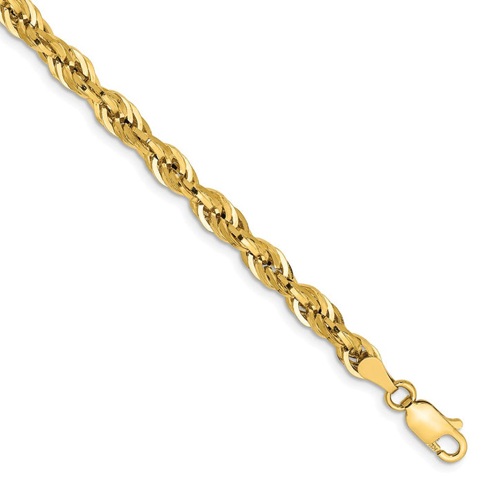 Million Charms 14k Yellow Gold 4.25mm Semi-Solid Rope Chain, Chain Length: 8 inches