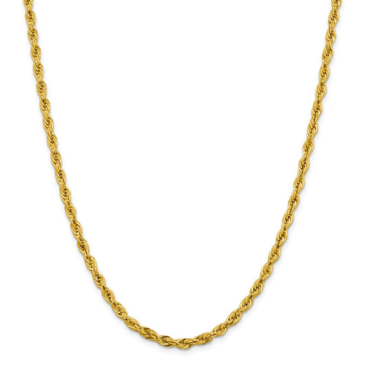 Million Charms 14k Yellow Gold, Necklace Chain, 4.25mm Semi-Solid Rope Chain, Chain Length: 24 inches