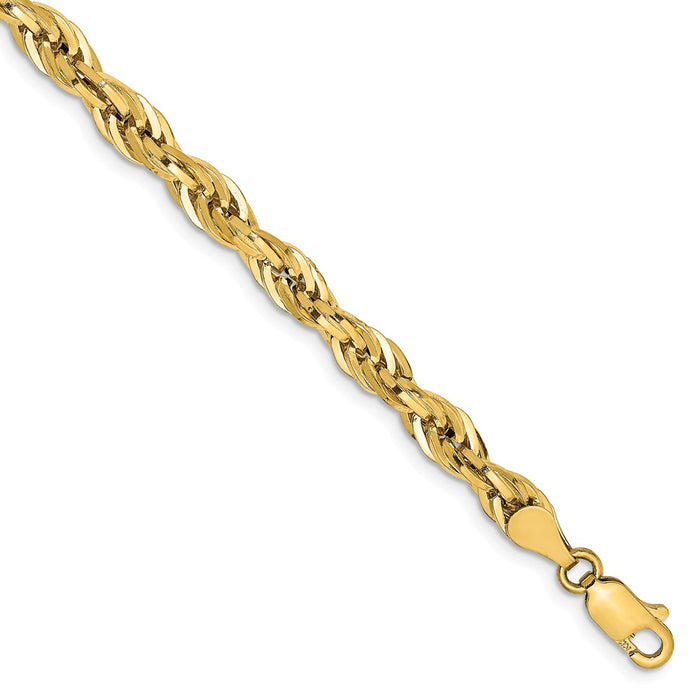 Million Charms 14k Yellow Gold 4.75mm Semi-Solid Rope Chain, Chain Length: 8 inches