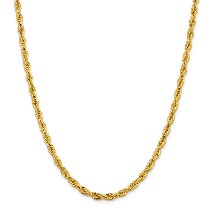 Million Charms 14k Yellow Gold, Necklace Chain, 4.75mm Semi-Solid Rope Chain, Chain Length: 22 inches