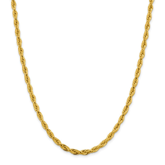 Million Charms 10k Yellow Gold, Necklace Chain, 4.75mm Semi-Solid Rope Chain, Chain Length: 24 inches