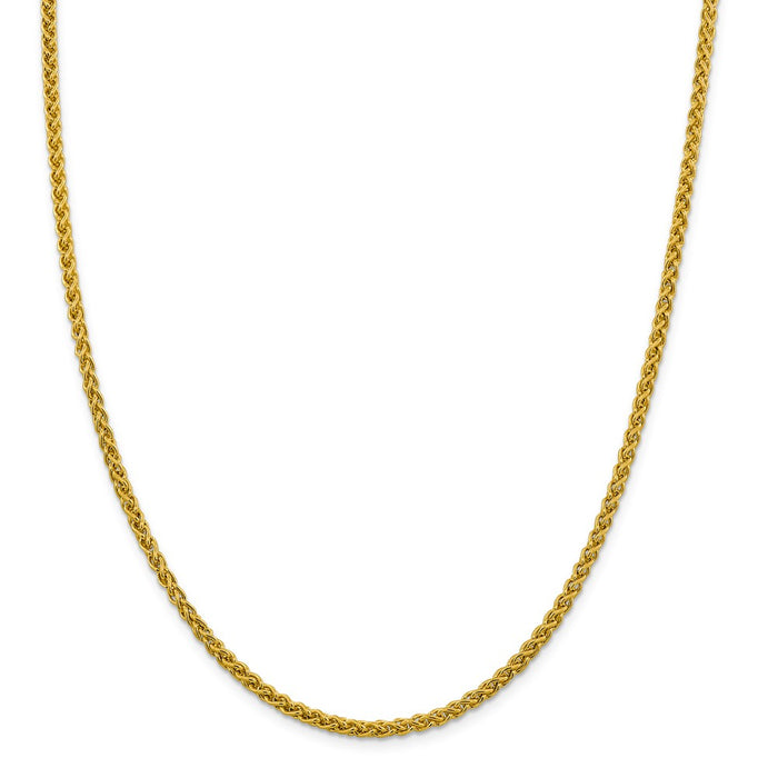 Million Charms 14k Yellow Gold, Necklace Chain, 3.45mm Semi-solid Wheat Chain, Chain Length: 20 inches