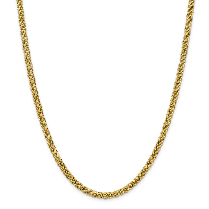 Million Charms 14k Yellow Gold, Necklace Chain, 4.65mm Semi-solid 3-Wire Wheat Chain, Chain Length: 24 inches