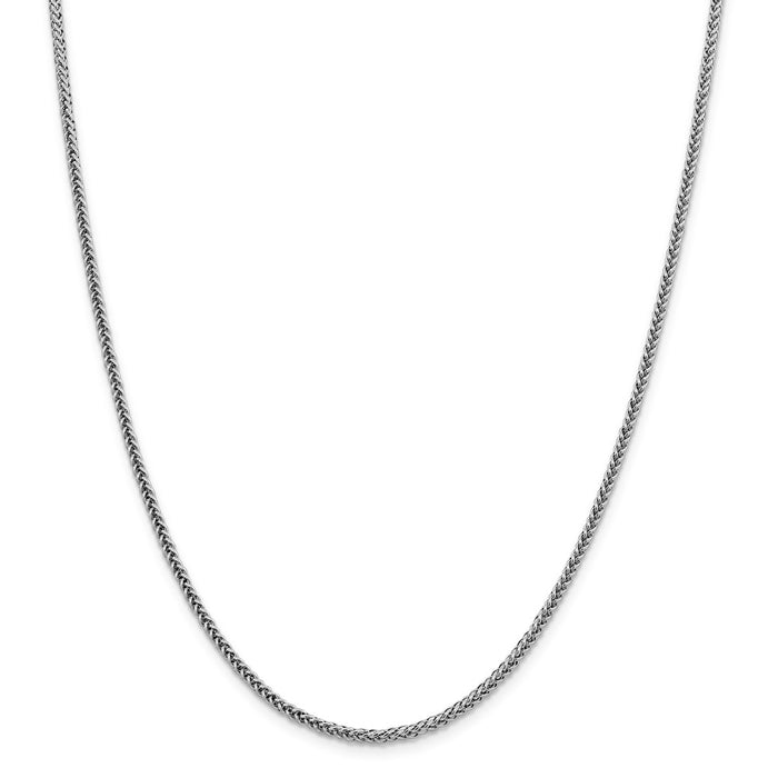 Million Charms 14k White Gold, Necklace Chain, 2.35mm Semi-solid 3-Wire Wheat Chain, Chain Length: 20 inches