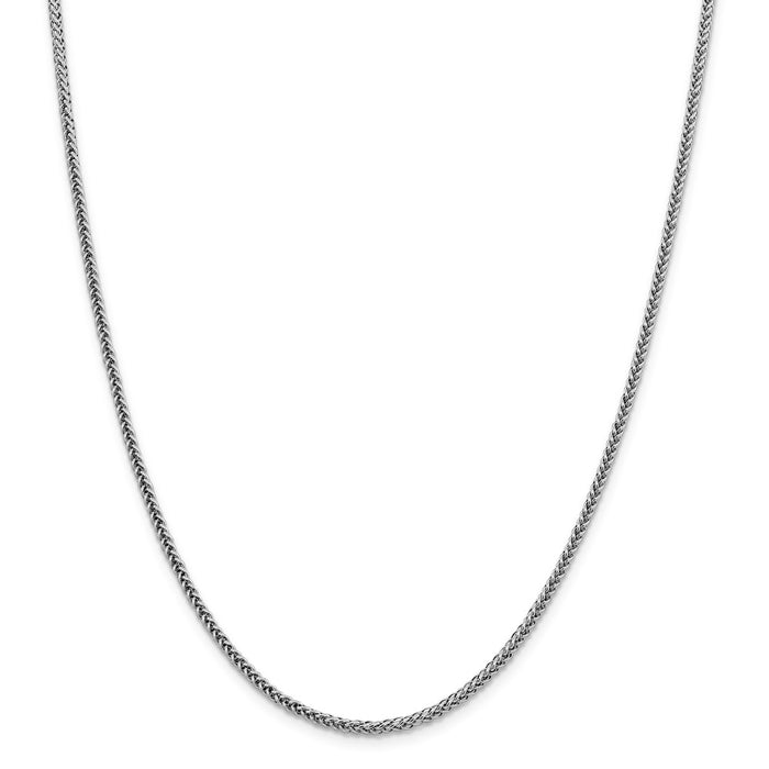 Million Charms 14k White Gold, Necklace Chain, 2.35mm Semi-solid 3-Wire Wheat Chain, Chain Length: 24 inches