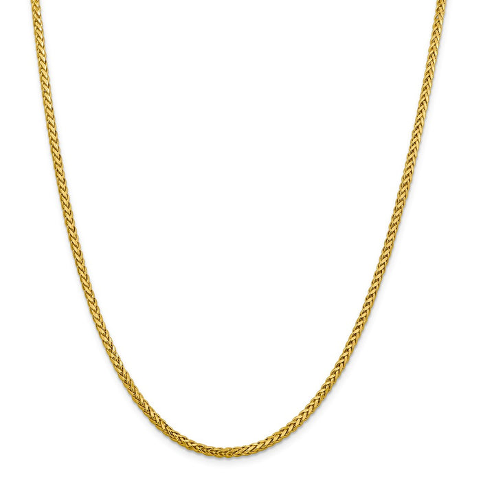 Million Charms 14k Yellow Gold, Necklace Chain, 2.50mm Semi-solid Diamond-Cut Wheat Chain, Chain Length: 24 inches