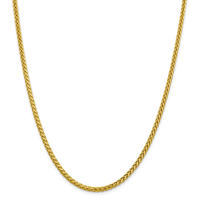 Million Charms 14k Yellow Gold, Necklace Chain, 3.10mm Semi-solid Diamond-Cut Wheat Chain, Chain Length: 24 inches