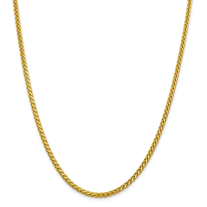 Million Charms 14k Yellow Gold, Necklace Chain, 3.10mm Semi-solid Diamond-Cut Wheat Chain, Chain Length: 22 inches