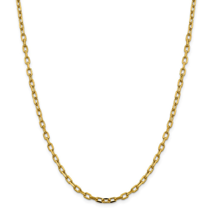 Million Charms 14k Yellow Gold, Necklace Chain, Semi-solid Diamond-Cut 3.7mm Open Link Cable Chain, Chain Length: 22 inches