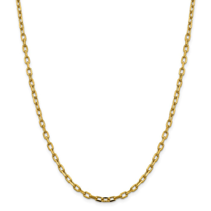 Million Charms 14k Yellow Gold, Necklace Chain, Semi-solid Diamond-Cut 3.7mm Open Link Cable Chain, Chain Length: 18 inches
