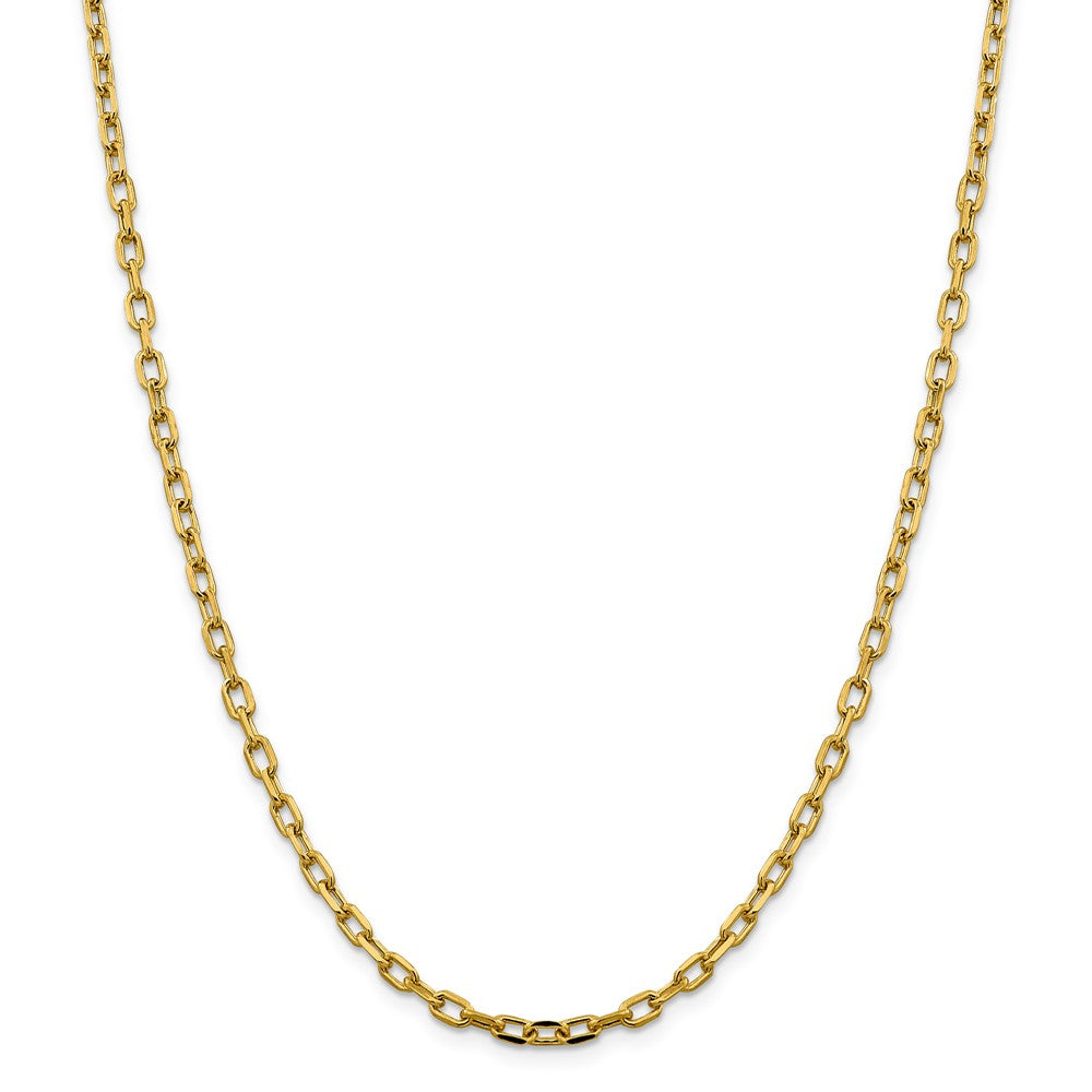 Million Charms 14k Yellow Gold, Necklace Chain, Semi-solid Diamond-Cut 3.7mm Open Link Cable Chain, Chain Length: 24 inches
