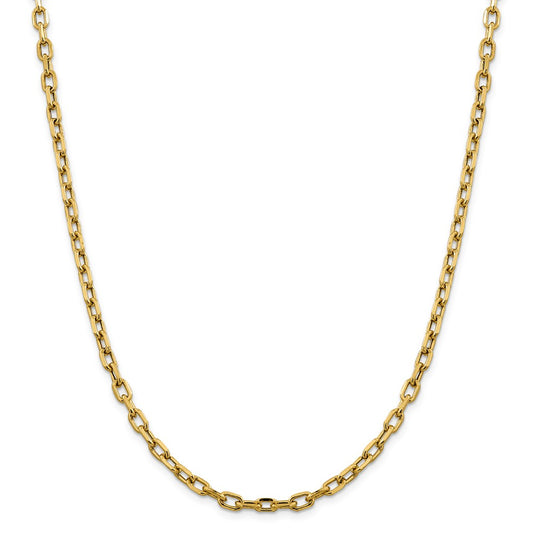 Million Charms 14k Yellow Gold, Necklace Chain, Semi-solid Diamond-Cut 4.9mm Open Link Cable Chain, Chain Length: 22 inches