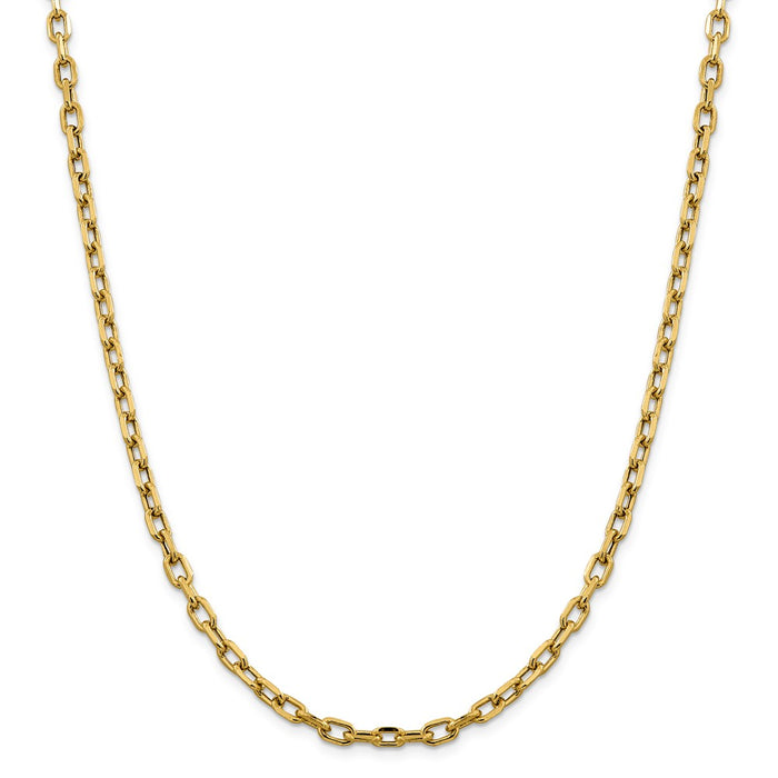 Million Charms 14k Yellow Gold, Necklace Chain, Semi-solid Diamond-Cut 4.9mm Open Link Cable Chain, Chain Length: 22 inches