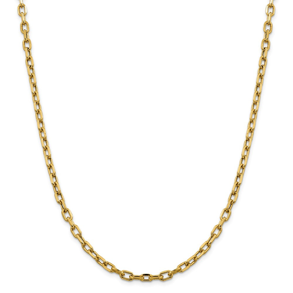 Million Charms 14k Yellow Gold, Necklace Chain, Semi-solid Diamond-Cut 4.9mm Open Link Cable Chain, Chain Length: 24 inches