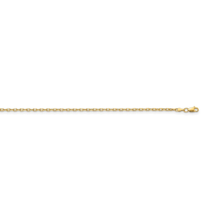 Million Charms 14k Yellow Gold, Necklace Chain, Semi-solid Diamond-Cut 3.00mm Open Link Cable Chain, Chain Length: 22 inches