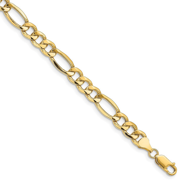 Million Charms 14k Yellow Gold 8.5mm Semi-Solid Figaro Chain, Chain Length: 8 inches