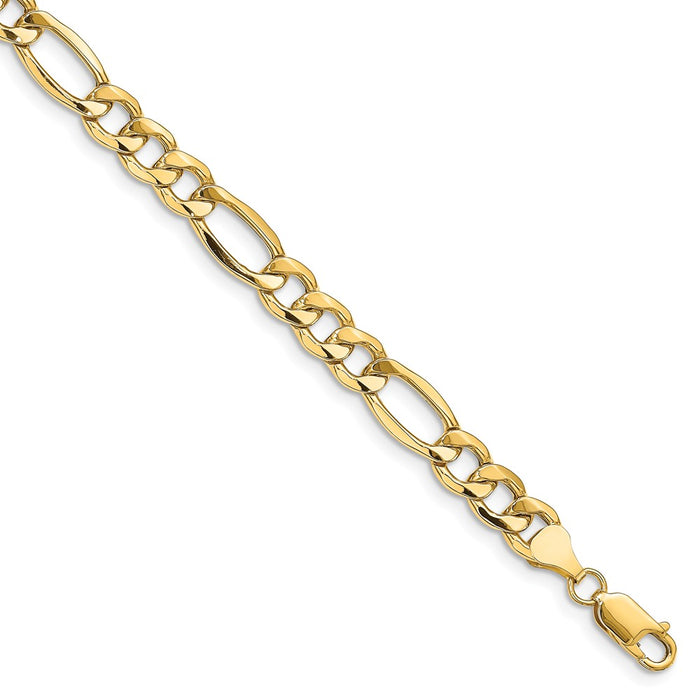 Million Charms 14k Yellow Gold 8.5mm Semi-Solid Figaro Chain, Chain Length: 7 inches