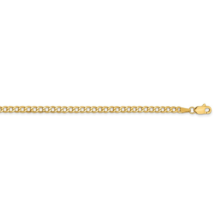 Million Charms 14k Yellow Gold 2.85mm Semi-Solid Curb Link Chain, Chain Length: 10 inches