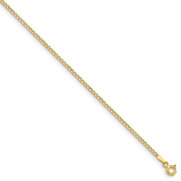 Million Charms 14k Yellow Gold 1.85mm Semi-Solid Curb Link Chain, Chain Length: 7 inches