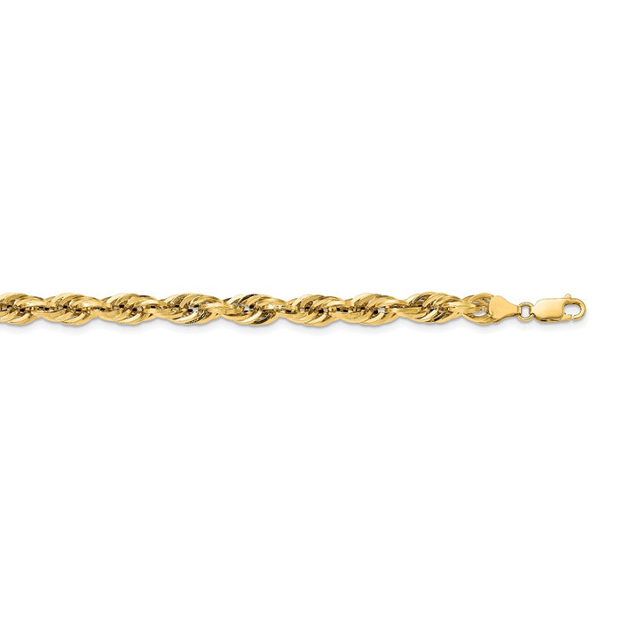 Million Charms 14k Yellow Gold, Necklace Chain, 7.0mm Semi-Solid Rope Chain, Chain Length: 26 inches