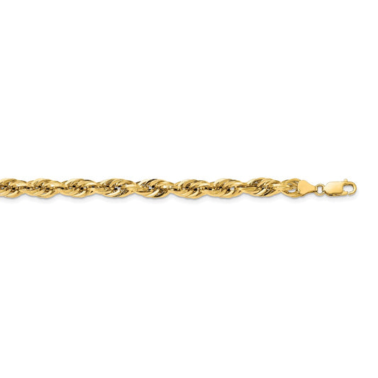 Million Charms 14k Yellow Gold, Necklace Chain, 7.0mm Semi-Solid Rope Chain, Chain Length: 20 inches
