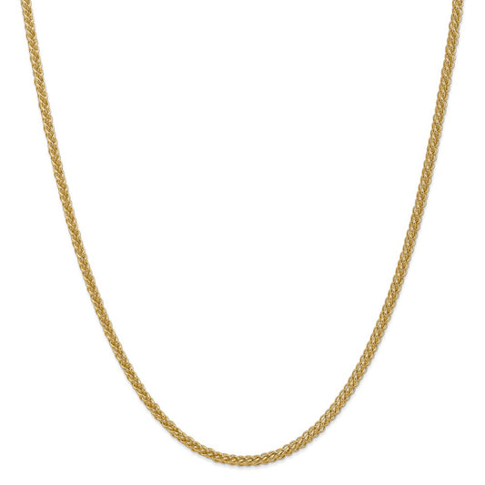 Million Charms 14k Yellow Gold, Necklace Chain, 2.60mm Semi-solid 3-Wire Wheat Chain, Chain Length: 16 inches
