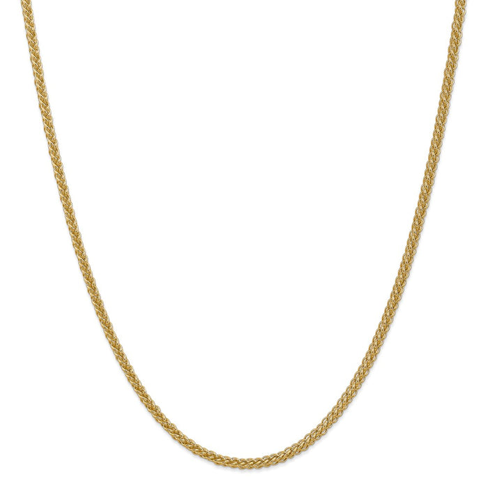 Million Charms 14k Yellow Gold, Necklace Chain, 2.60mm Semi-solid 3-Wire Wheat Chain, Chain Length: 16 inches