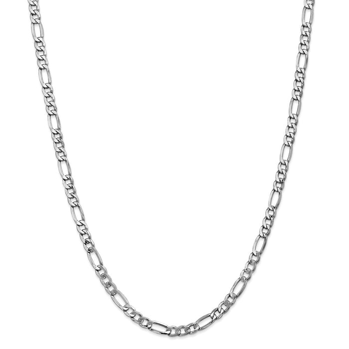 Million Charms 14k White Gold, Necklace Chain, 5.75mm Semi-Solid Figaro Chain, Chain Length: 20 inches