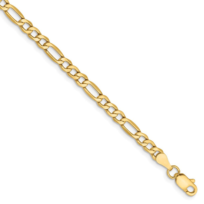 Million Charms 14k Yellow Gold 3.5mm Semi-Solid Figaro Chain, Chain Length: 7 inches