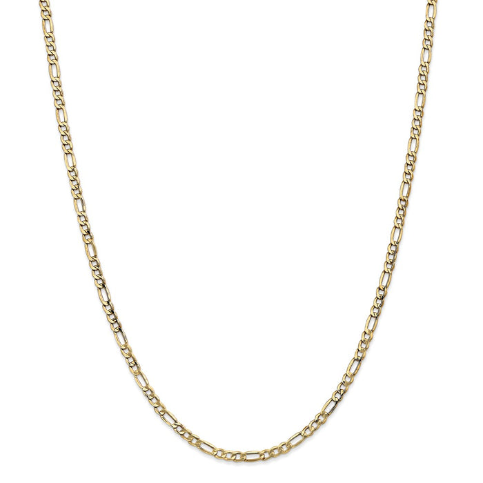 Million Charms 14k Yellow Gold, Necklace Chain, 3.5mm Semi-Solid Figaro Chain, Chain Length: 24 inches