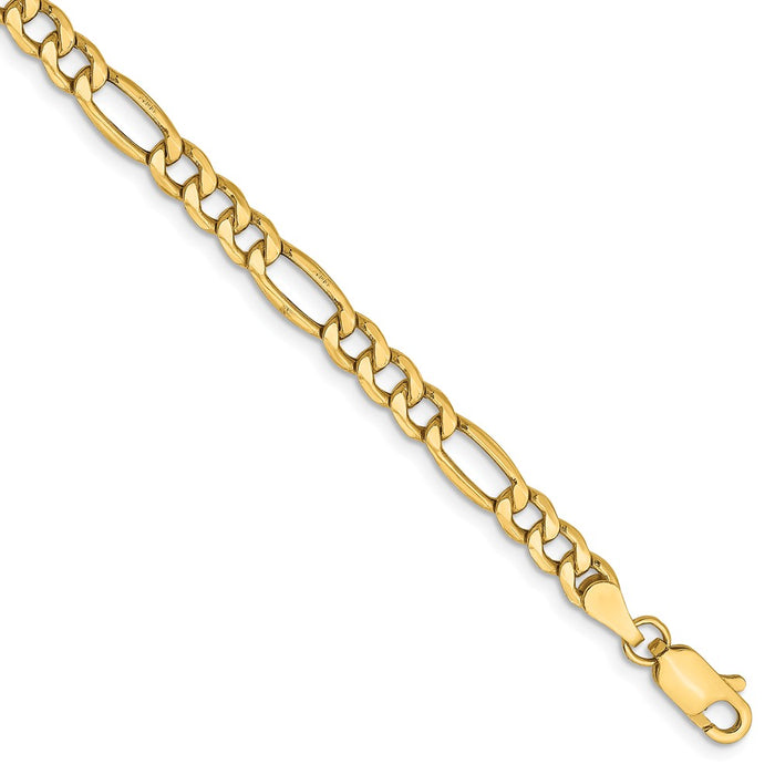 Million Charms 14k Yellow Gold 4.20mm Semi-Solid Figaro Chain, Chain Length: 8 inches