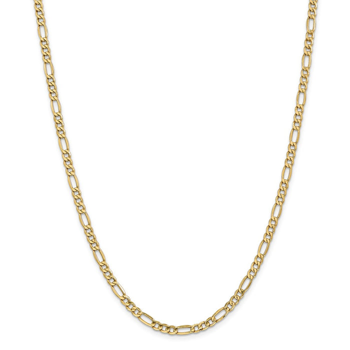 Million Charms 14k Yellow Gold, Necklace Chain, 4.20mm Semi-Solid Figaro Chain, Chain Length: 18 inches