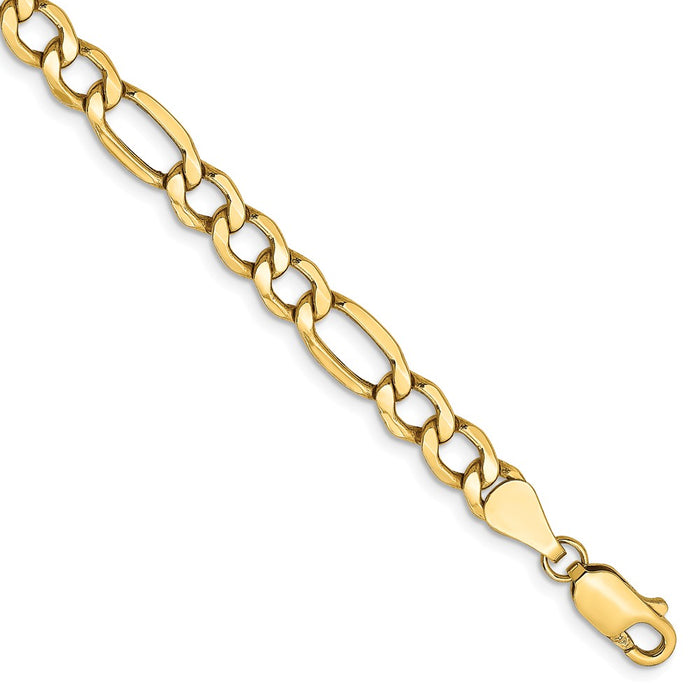 Million Charms 14k Yellow Gold 5.75mm Semi-Solid Figaro Chain, Chain Length: 7 inches