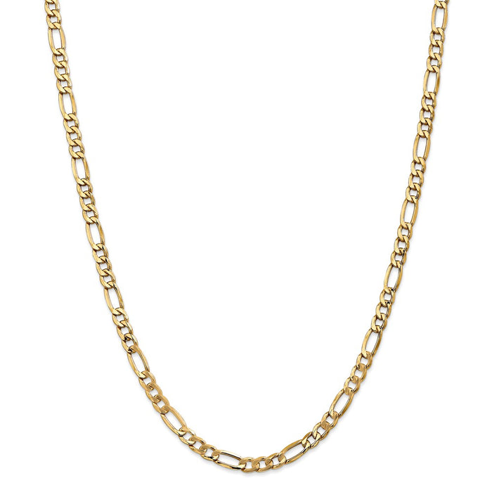 Million Charms 14k Yellow Gold, Necklace Chain, 5.75mm Semi-Solid Figaro Chain, Chain Length: 26 inches