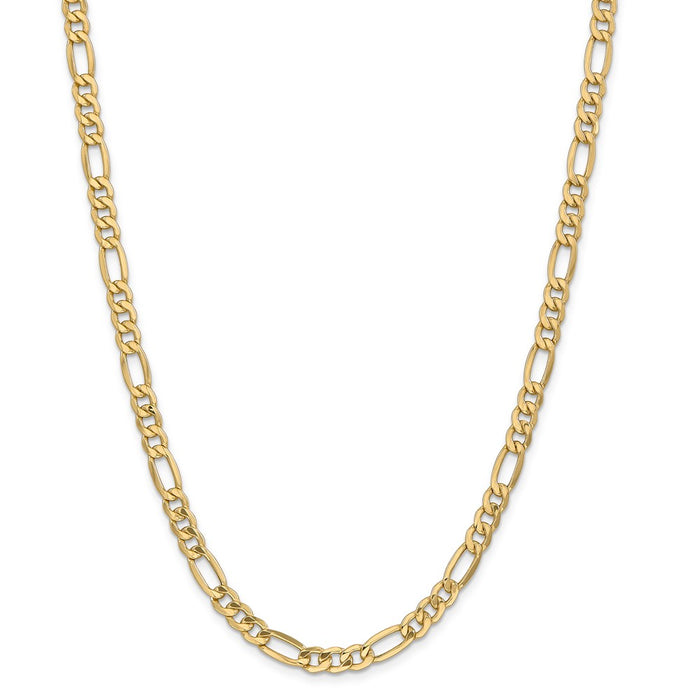 Million Charms 14k Yellow Gold, Necklace Chain, 6.25mm Semi-Solid Figaro Chain, Chain Length: 24 inches