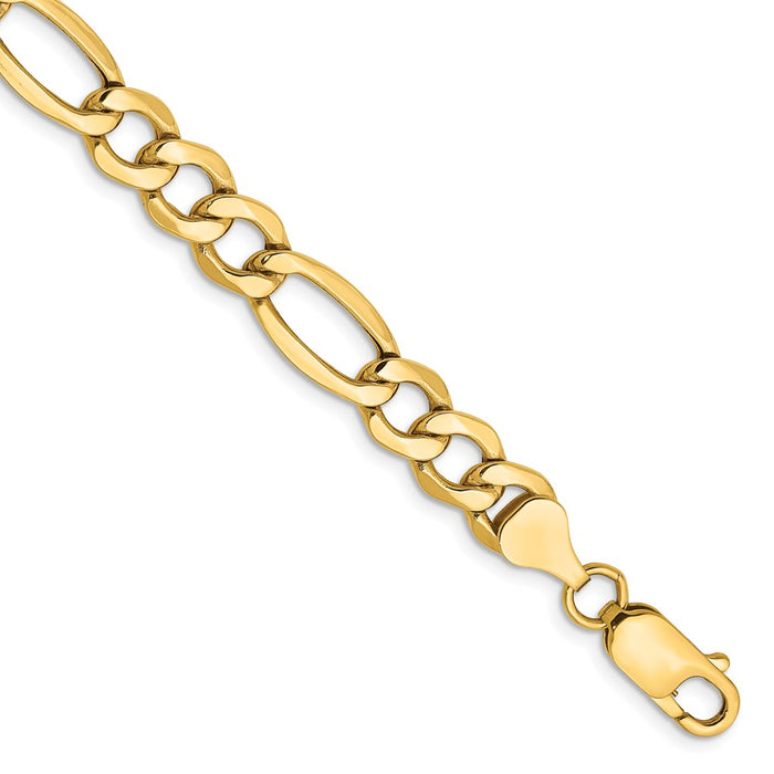 Million Charms 14k Yellow Gold 7.3mm Semi-Solid Figaro Chain, Chain Length: 8 inches