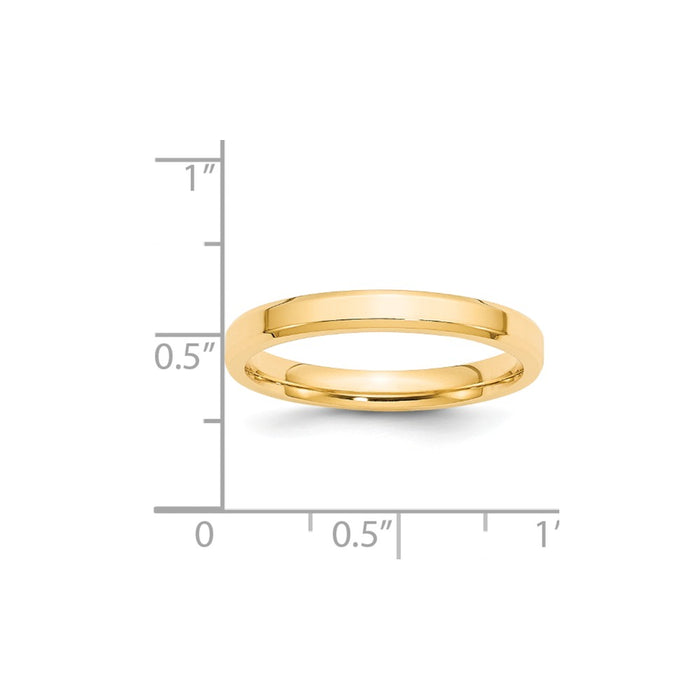 14k Yellow Gold 3mm Bevel Edge Comfort Fit Wedding Band Size 7.5